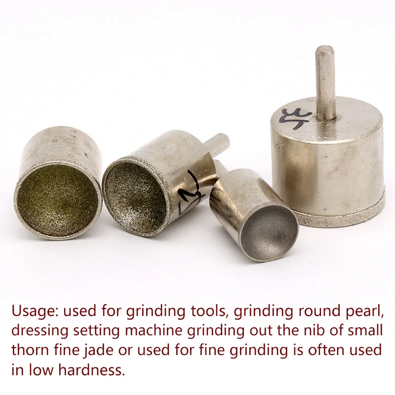 1pcs Fine Rough Sand 3~25mm Diamond Concave Polisher Suction Eye Socket Bead Grinding Head For Jade Bodhi Root Ball Round Beads