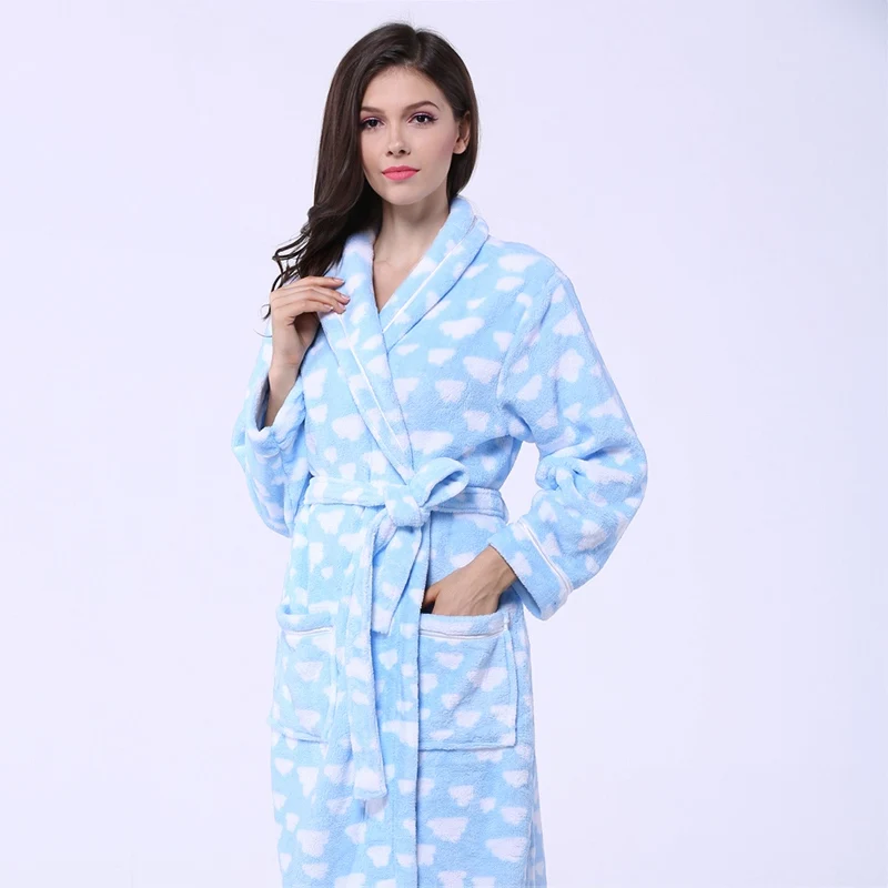 

Coral Fleece Women Bathrobe Sleepwear Nightgown Ladies Nightdress Girls XL Long Soft Thick Warm Lovers Autumn Winter