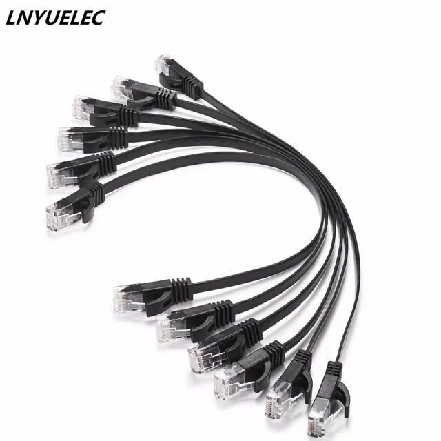 100 sztuk/partia LNYUELEC 0.15m = 15cm kabel czystej miedzi drutu CAT6 płaski UTP Ethernet kabel sieciowy RJ45 Patch LAN kabel biały/czarny/niebieski