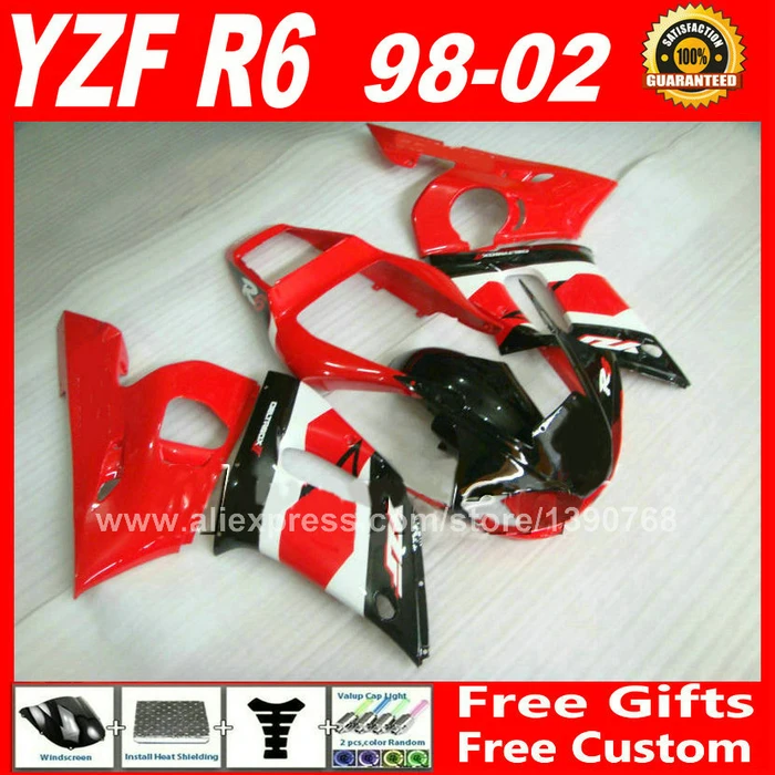 

Free customize Fairing kit for YAMAHA YZF R6 98 99 00 01 02 plastic parts yzfr6 fairings kits 1998 1999 2000 2001 2002 V3A1