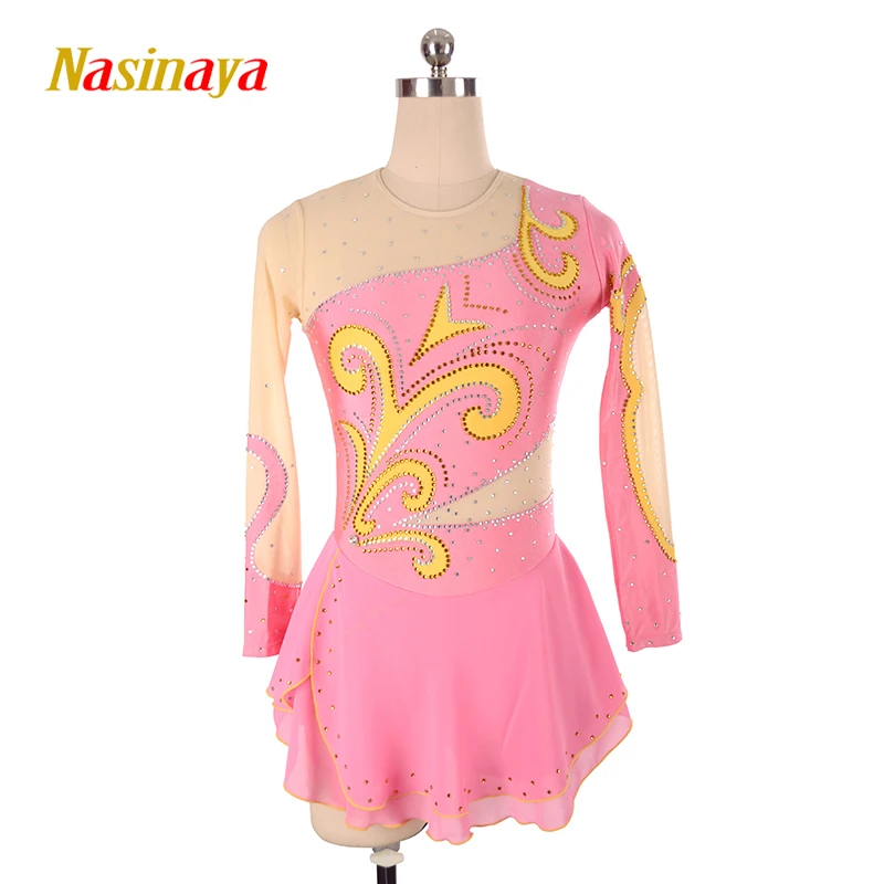 

Nasinaya Figure Skating Dress Customized Competition Women's Children's Gymnastics Dance Pink Purple Yellow Clothing