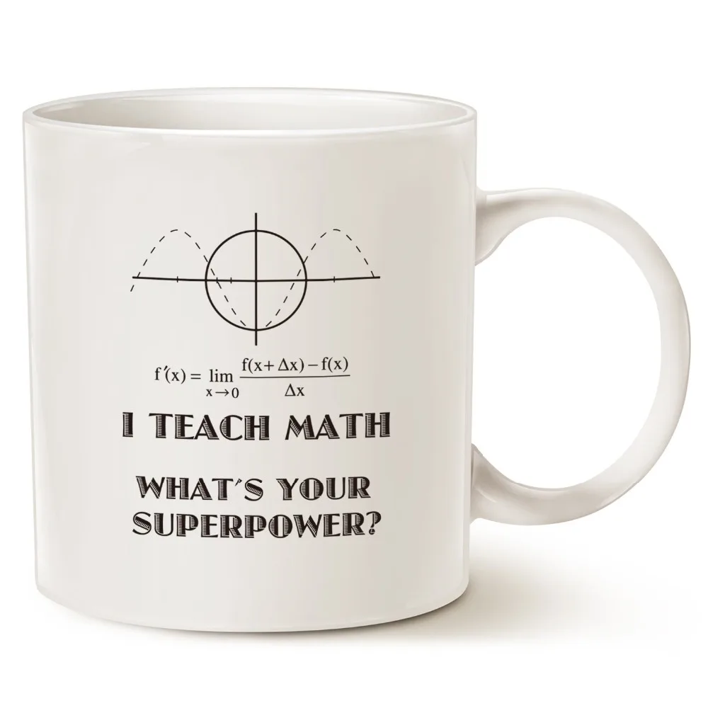 Funny Teacher Coffee Mug Christmas Gifts - I Teach Math What's Your Superpower? Unique Birthday Gifts for Teacher Ceramic Cup Wh