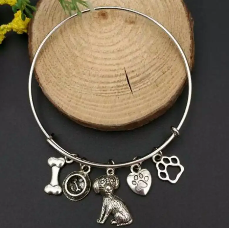 Mixed style Greyhound Dog bowl & dog bones & dog paw print Charms Pendant Steampunk Gothic Bracelets&Bangles Gift