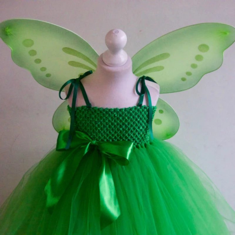 Dress + Wings Fairy Princess Girls Tulle Tutu Dress with Wings Set Fairy Baby Girls Halloween Party Costume Outfit