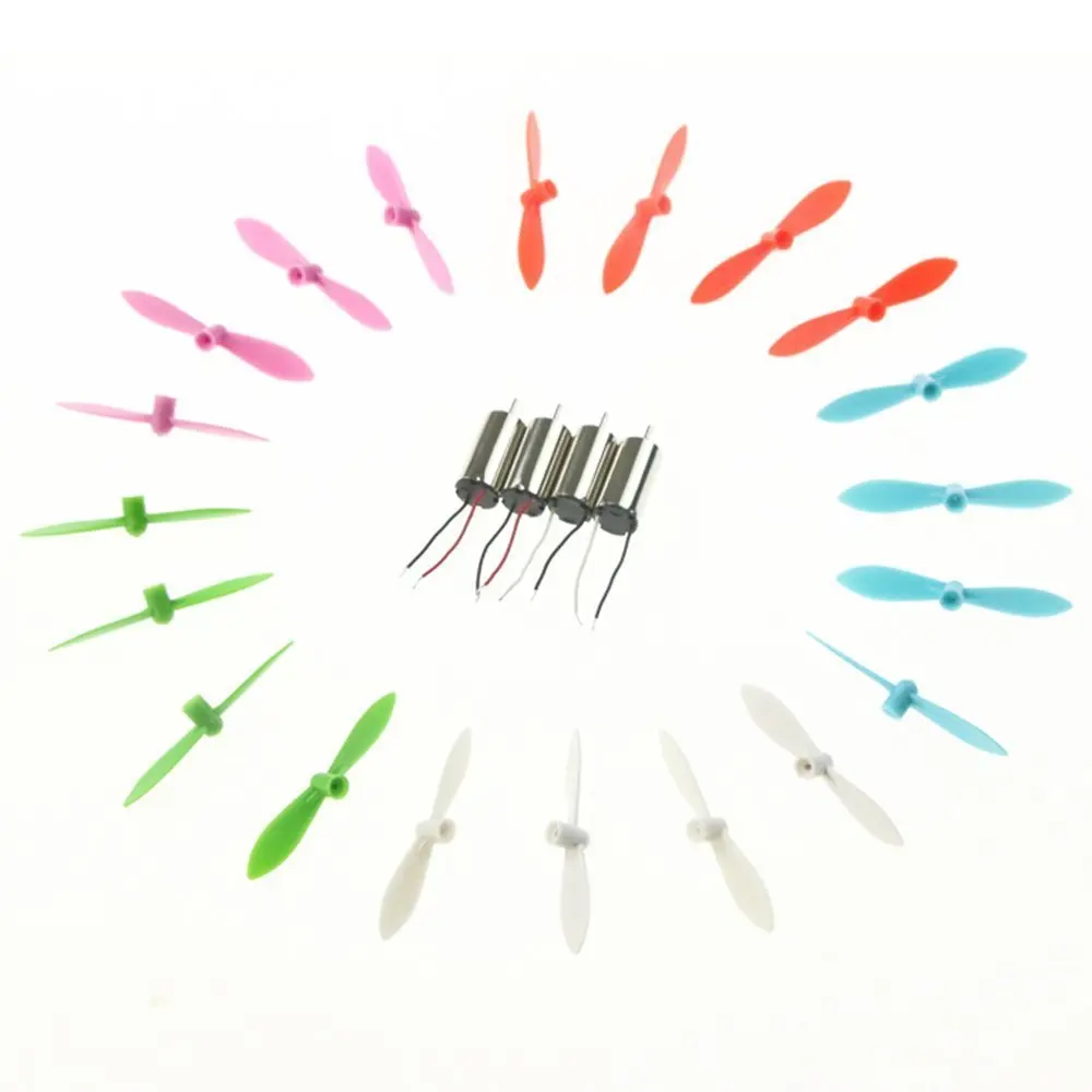 EBOYU Cheerson CX-10 CX-10A 20pcs 5 Color Propellers Rotor Set & 4pcs Motor Set Spare Parts for Mini RC UFO Quadcopter