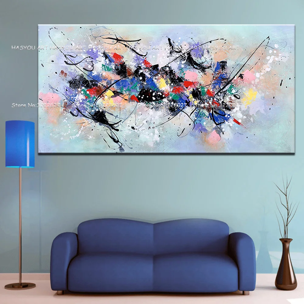 

Large Size Colorful Lion Animals Blue Abstract Oil Painting Canvas Paintng Handpainted Art Modern wall pictures for living room