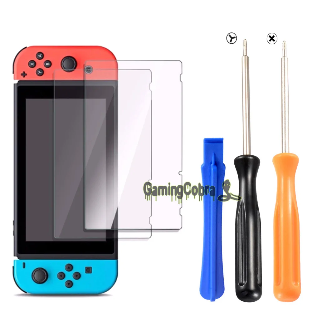 

eXtremeRate Professional "+" "Y" Cross Tri-Wing Screwdrivers Shell Open Tools Set + 2pcs Screen Protector For Nintendo Switch