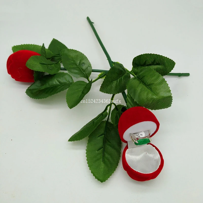 100pcs Red Rose Flower Ring Box Valentine's Day Proposal Gift Boxes Engagement Wedding Earring Ring Pendant Display Box