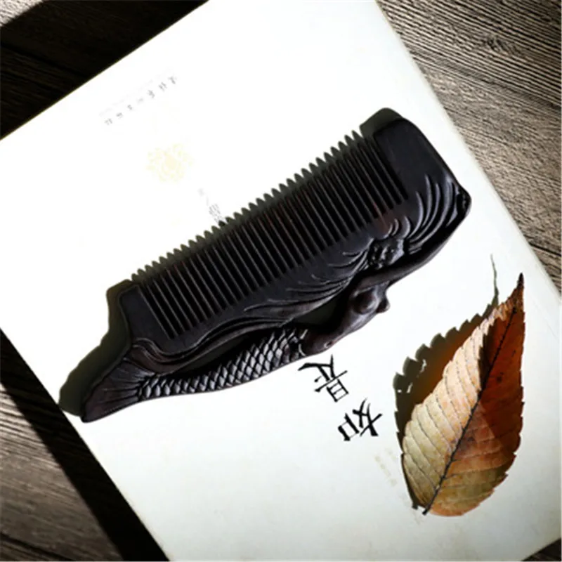 Professional Handmade Wooden Hair Comb Black Sandalwood Anti-static Health Care Massage Comb Hair Brush Wedding/ Birthday Gift