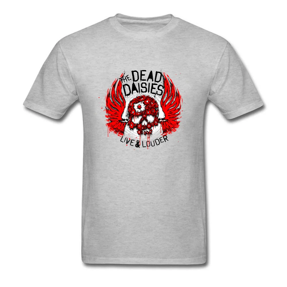 Live & Louder 2024 Punk Style Men T-shirt The Dead Daisies Skull Grey T Shirt Vintage Art Drawing Red Wings Print Tee