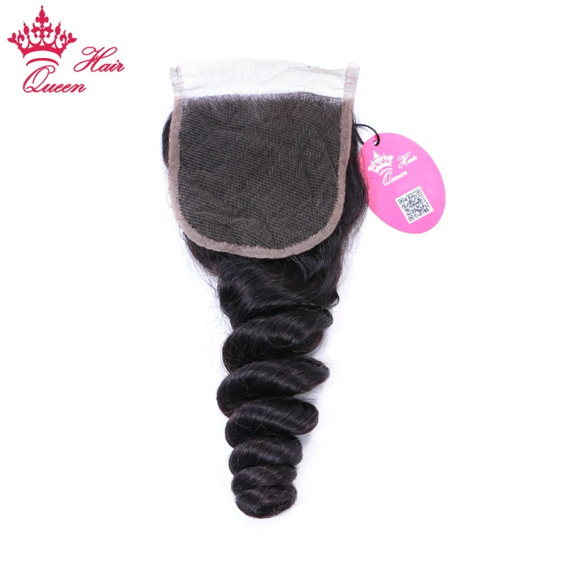 Queen Hair Products Peruvian Loose Wave Raw Hair Bundles With Closure Natural Color Bundles Virgin Human Hair with Lace Closure