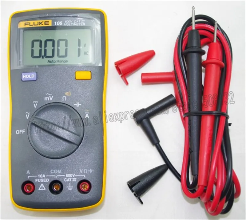 جهاز قياس رقمي متعدد المدى تلقائي محمول باليد من فلوك 106، تيار متردد/تيار مستمر، مقياس DMM صغير يمكن حمله بسهولة