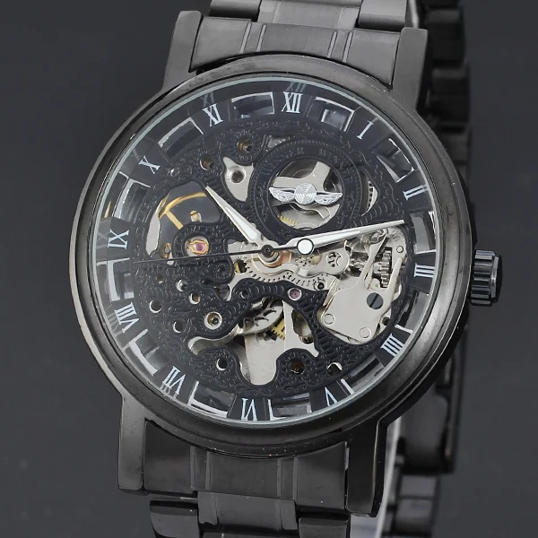 

WINNER Fashion Perspective Metal Wristwatches Automatic Mechanical Self-Winding Rome Dial Business Men Sport Mechanical Watch