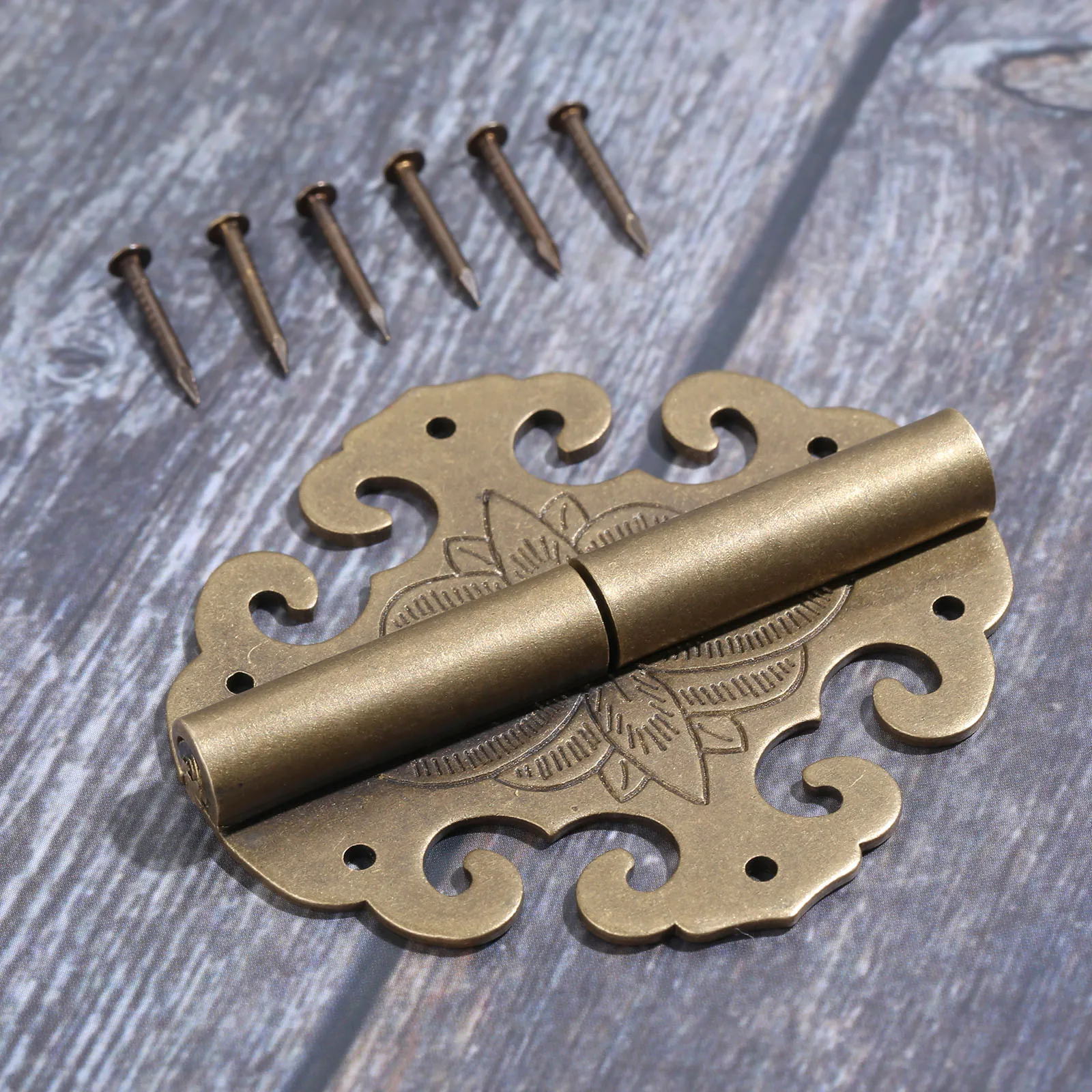 1Pc Brass Bat Flower Hinge Decor Cloud Hinges Wooden Gift Jewelry Box Hinge Fittings For Furniture Hardware 6Pcs Screw 60*55mm