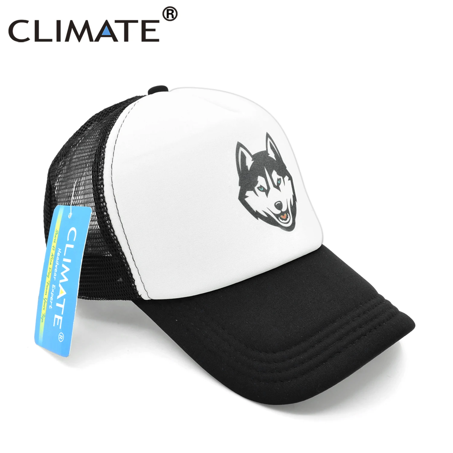 CLIMATE Men Wolf Trucker Caps Wolves Totem Hat Cap Men Cool Huskie Baseball Cap Hip Hop Summer Mesh Trucker Cap Hat for Men Man