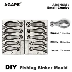 AGAPE-Molde De Chumbada Snapper De Pesca, Moldes Pequenos De Chumbada Snapper Combo, Cabos De Pesca DIY, 5 Cavidades, ADSNSM, 28g, 56g, 84g