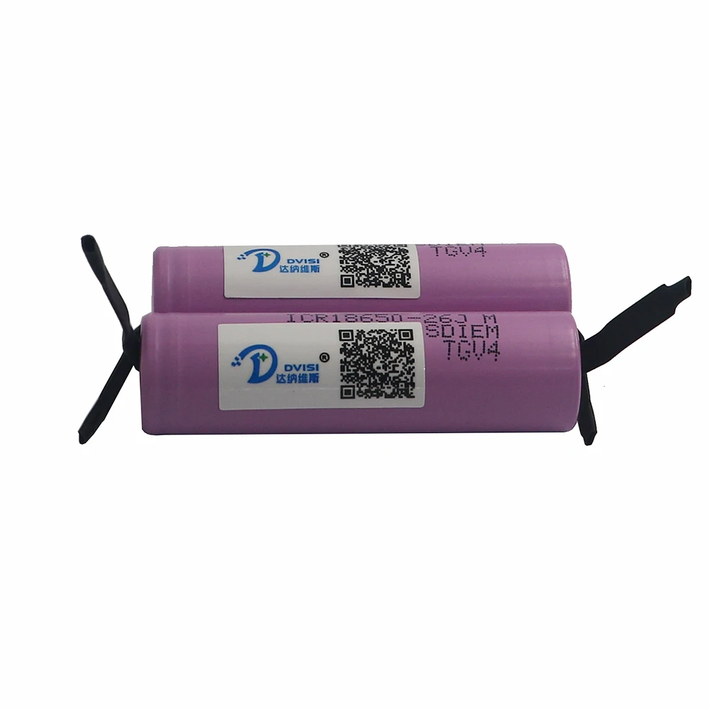 DVISI 4pcs/lot 100% Original 3.7V 2600mAh 18650 li-ion Rechargeable Battery with Nickel sheets For Samsung ICR18650 Batteries