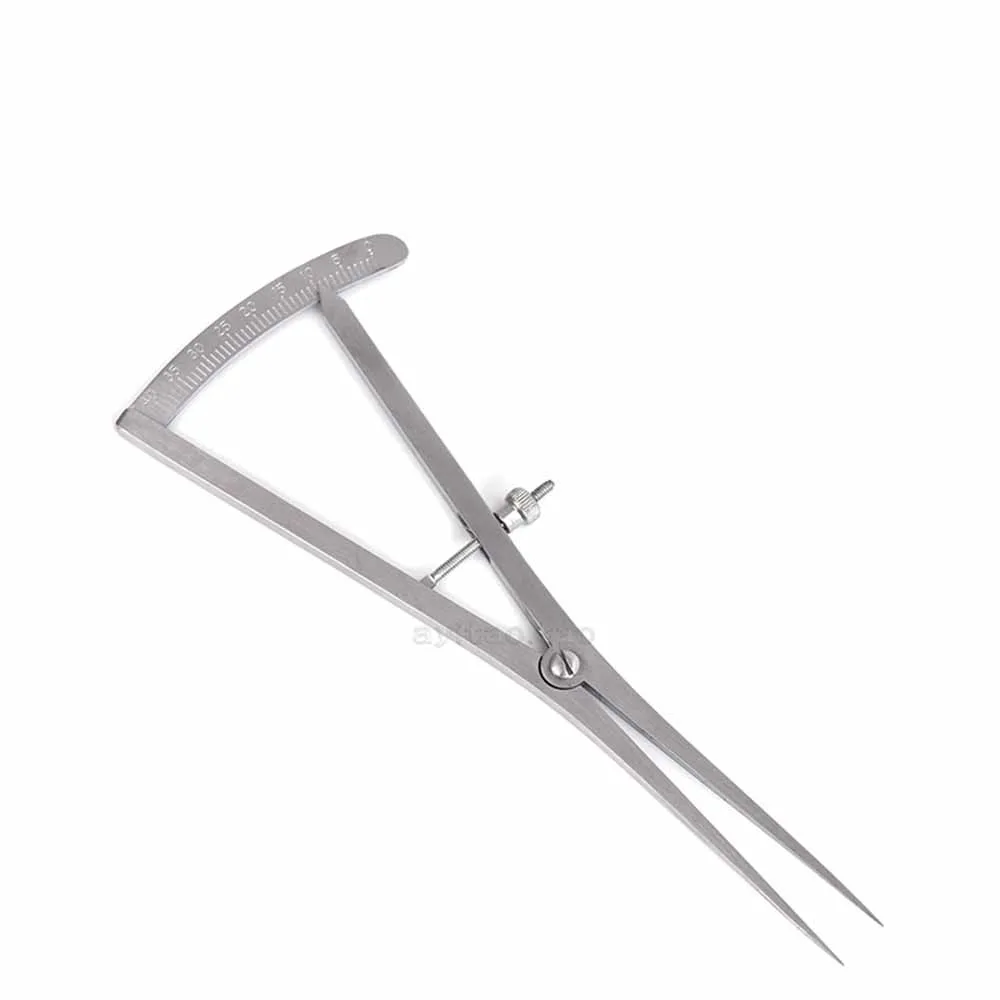 Dental Gauge Caliper Curved/Straight Head Stainless steel Dental Ruler Scale Surgical Dental Caliper for Measure Dental Lab Tool