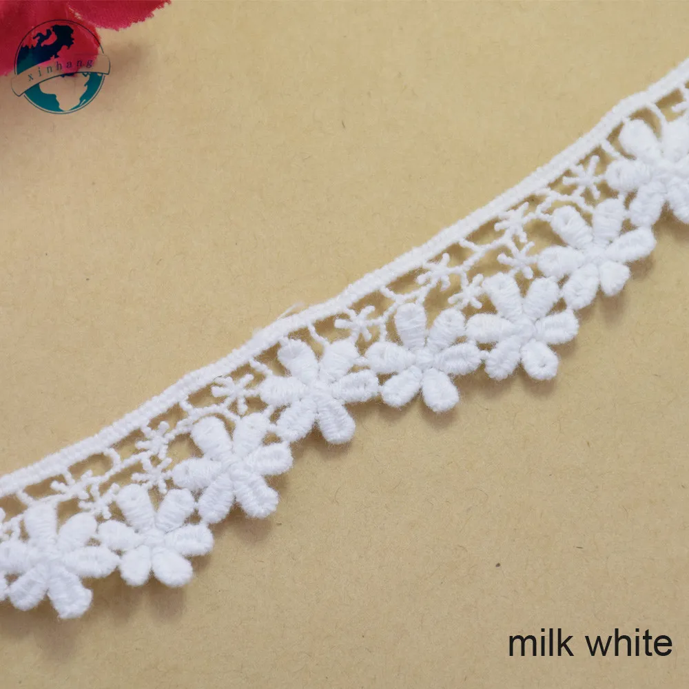 2.5cm Width 100% Cotton Lace Sewing Ribbon Guipure Trim Fabric Warp Knitting DIY Garment Wedding Accessories African Lace#2644