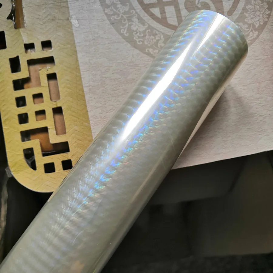 

Holographic foil transparent lattice pattern stamping foil hot press on paper or plastic transfer film