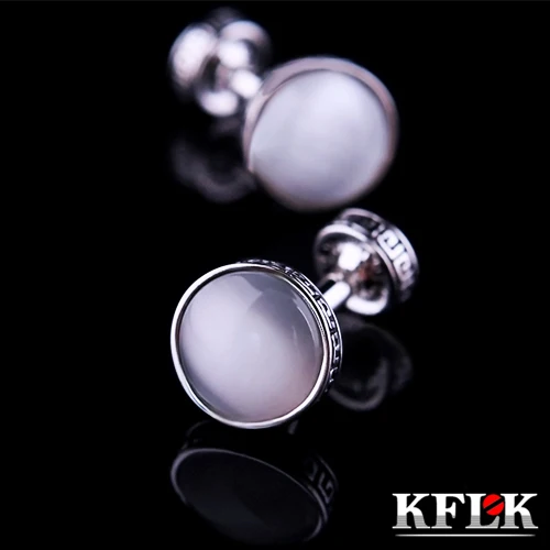 

KFLK Luxury shirt cufflink for mens Brand cuff button White stone Retro cuff link High Quality gemelos abotoadura Jewelry