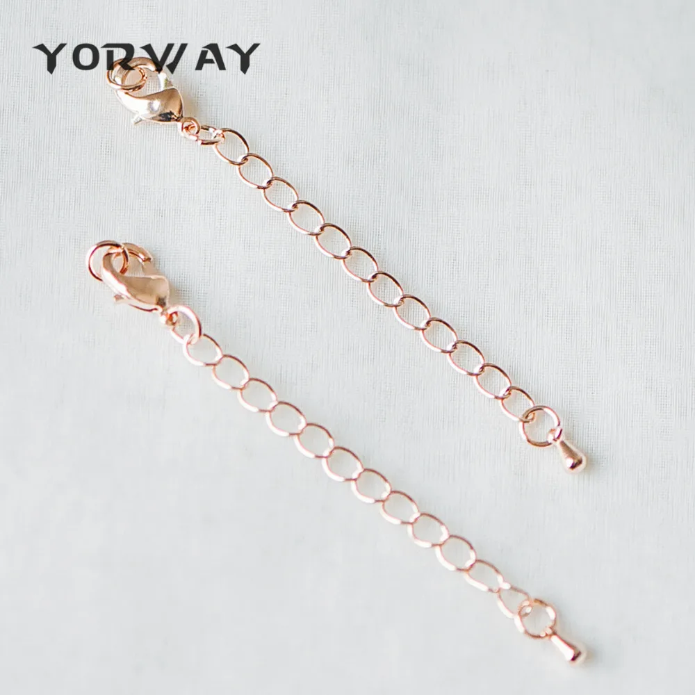 

10pcs/Lot Lobster Claw Clasps with Extender Chain 70mm, Gold/ Rhodium/ Rose Gold, Extension Chain with Jump Rings (GB-100)