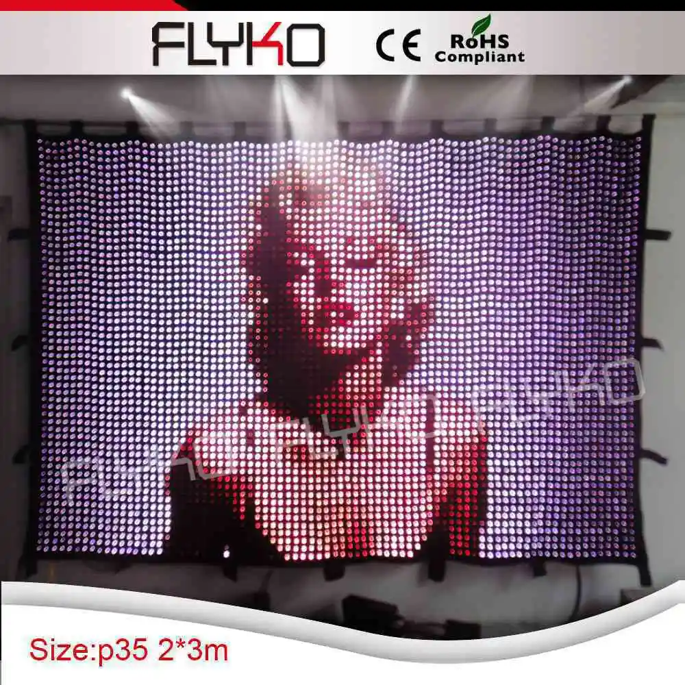 P3.5cm normal size 2x3m flexible led video curtain soft led vision cloth