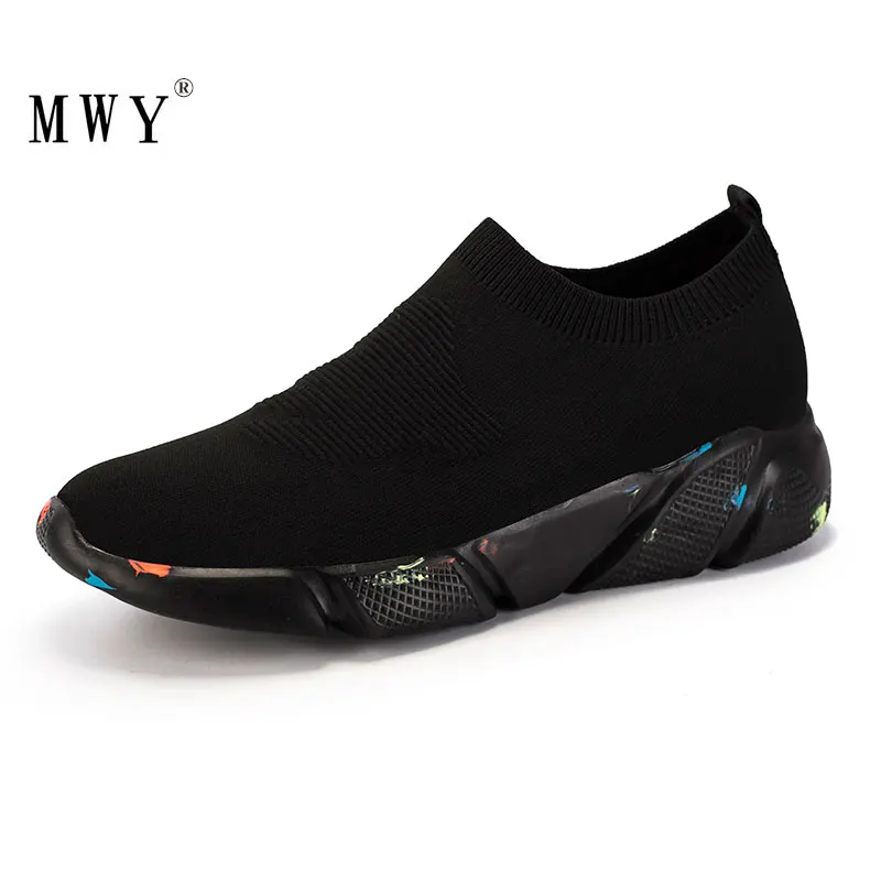 MWY kobiety obuwie oddychające dzianiny skarpety z siatką trampki Unisex Zapatilla Mujer buty trekkingowe damskie trenerzy Plus rozmiar