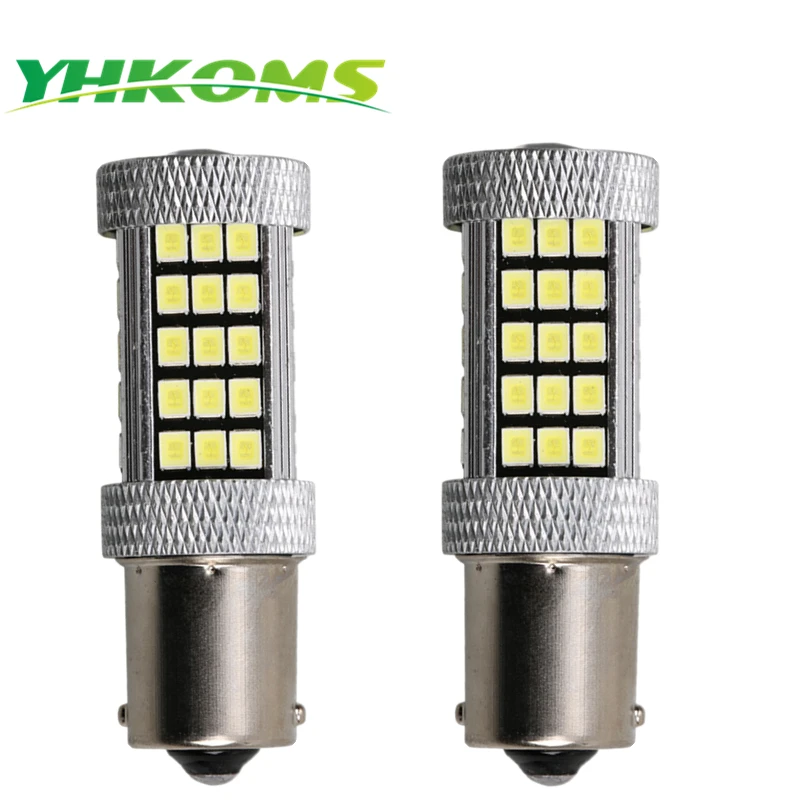 YHKOMS 1156 1157 BA15S BA15D LED Car Brake Light Auto Tail Lamp 63 LED 2835 SMD DRL Daytime Running Light 6500K White Light