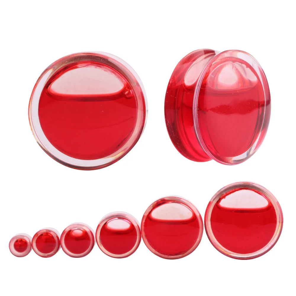 2Pcs/lot Red Liquid Blood Ear Plug Earrings Gauges Acrylic Ear Gauges 6-16mm Ear Expander body piercing Tunnels Jewelry Men