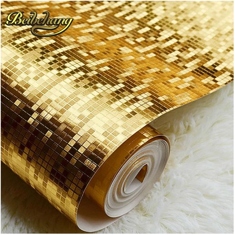 beibehang papel de parede Gold gold ceiling ceiling ktv box engineering background wallpaper Mosaic Hotel reflective clothing