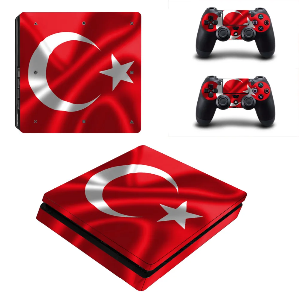علم تركيا رجب طيب اردوغان PS4 سليم الجلد ملصق لسوني بلاي ستيشن 4 وحدة التحكم و 2 تحكم PS4 سليم ملصق مائي