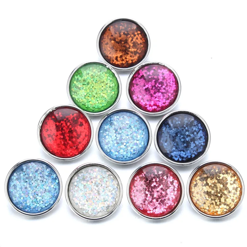 10pcs/lot Mixed 18mm Colorful Snap Buttons Jewelry Resin Stone Buttons Snaps Charms Fit Snap Bracelet Bangles For Women ZD084