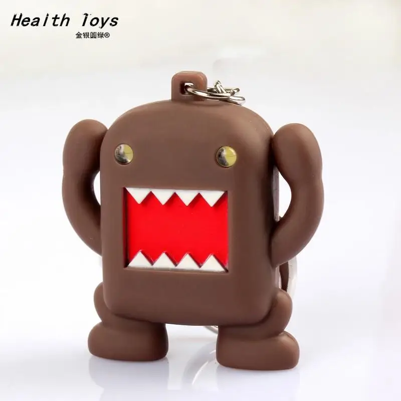 Ultra Brilhante LED Mini Domo Kun Action Figure Chaveiro, Lanterna Chaveiros com Som, Kawaii Action Figure Brinquedos, Presentes Bonitos para Crianças