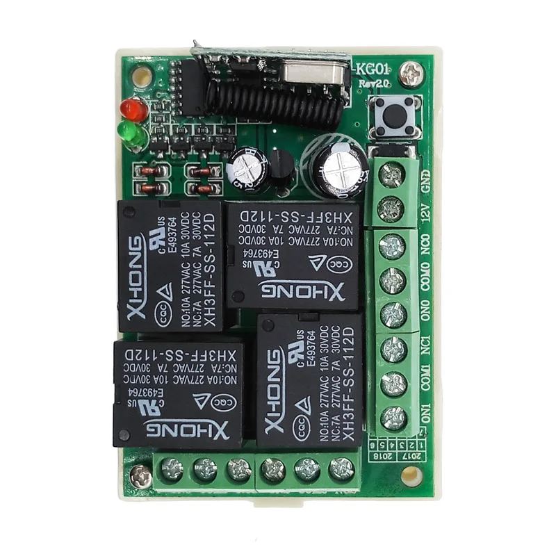 12VDC Wireless remote control switch 4 Way remot control 433MHZ relay receiver module RF 4NO+4NC controller