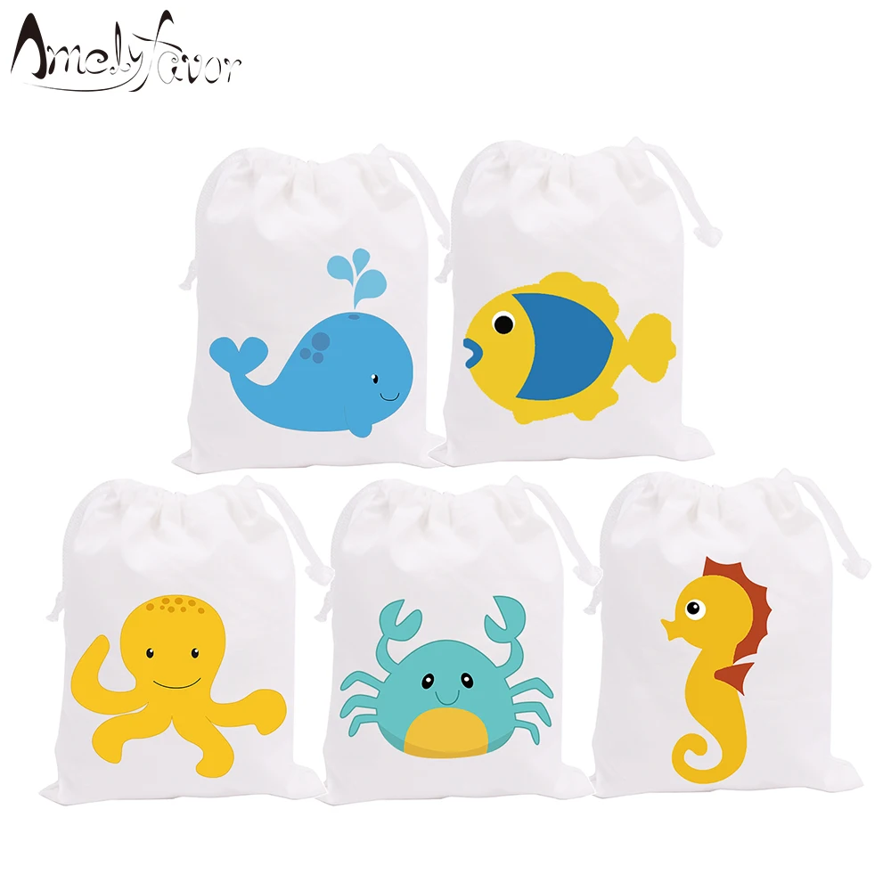 Under the Sea Party Favor Bags Candy Bags Marine Animals Theme Crab Octopus Birthday Gift Bags Kids Birthday Party Supplies