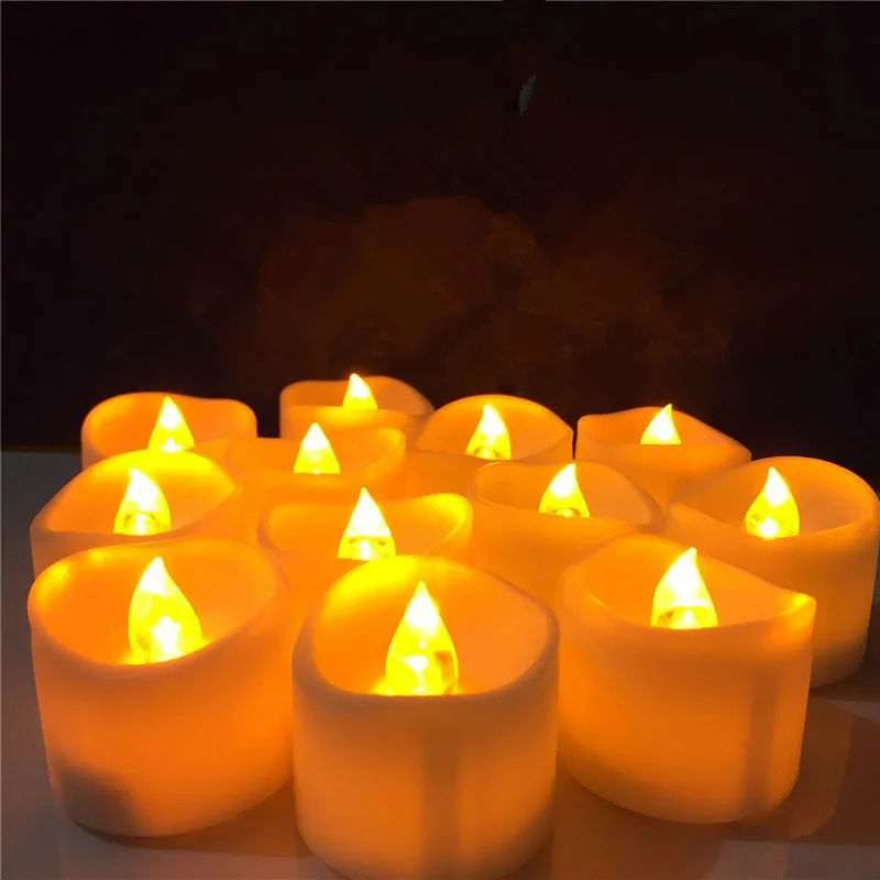 

12pcs Battery operate LED Candle tealight Flameless Flicker wavy Tea Light Wedding Christmas Valentine table Decor-3 color optio