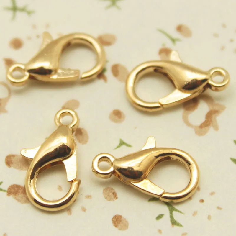 

10mm 12mm 14mm Lobster Clasp Hooks Gold Silver Rhodium Necklace Bracelet Chain DIY Jewelry Accessories Findings Parts PJ-12