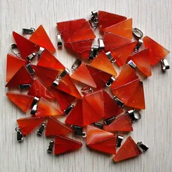 Fashion high quality natural red onyx triangle charms pendants fit necklace making 50pcs/lot Wholesale free