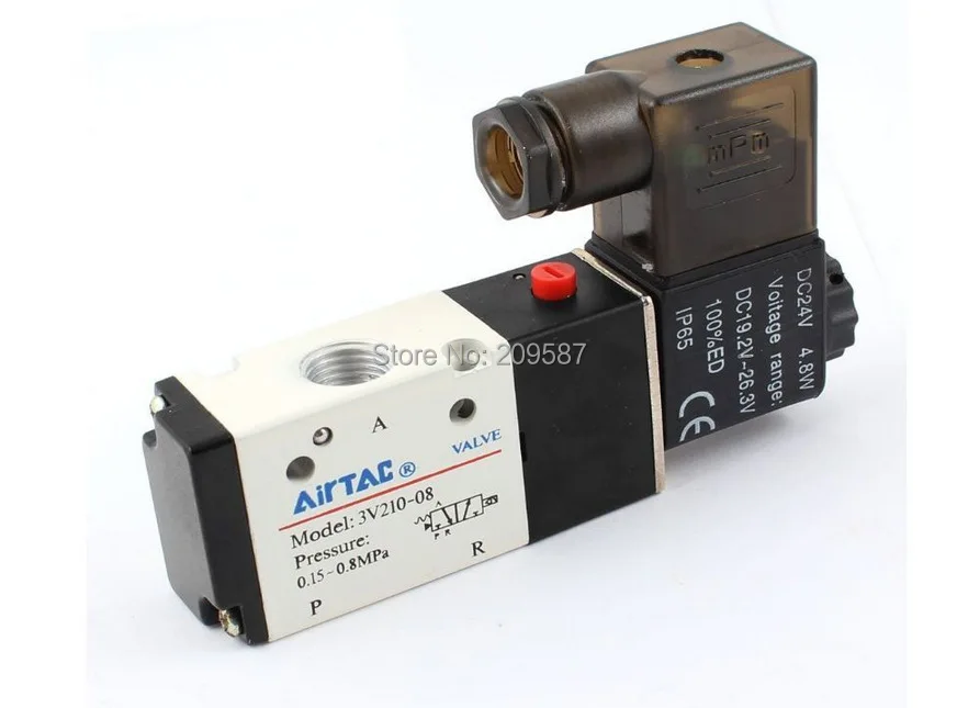 

1Pcs 3V210-08 DC24V 3Port 2Position 1/4" BSP Single Solenoid Pneumatic Air Valve