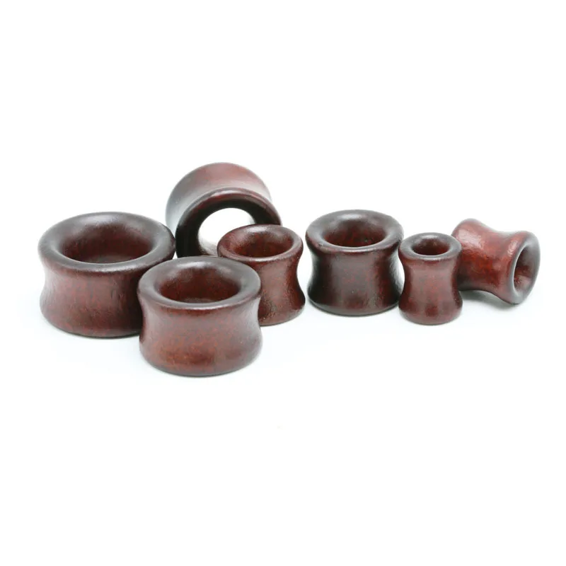 2pcs fashion flesh tunnels ear plugs big gauge piercing expander brown Bubinga rose wood 8mm-20mm piercing body jewelry for men