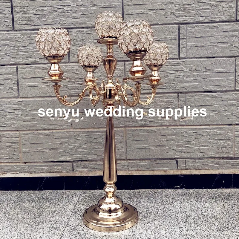 

5arms wedding candelabra centerpieces/gorgeous crystal wedding centerpieces/Crystal big candelabra with flower bowl senyu0420