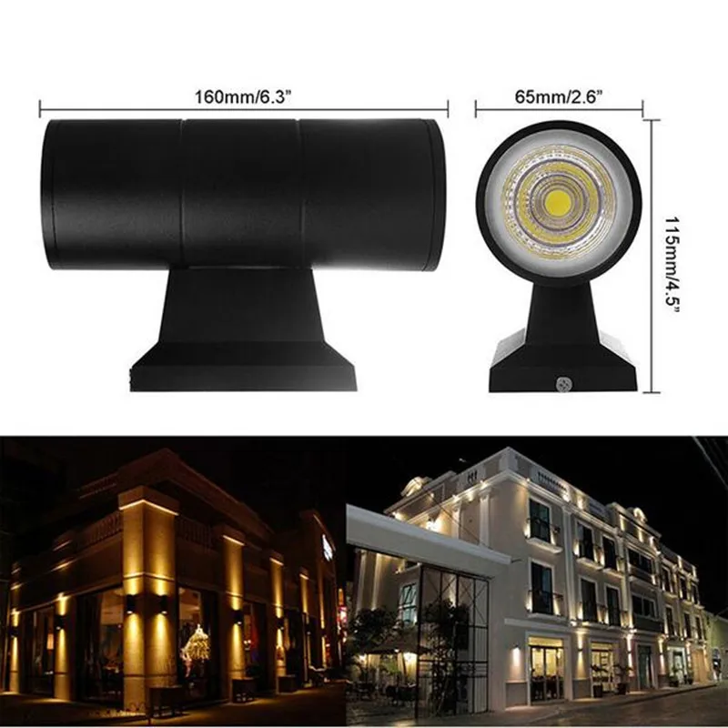 6PCS/Lot Double 2*7W COB LED Outdoor Wall Light 14W Up Down Dimmable Indoor LED Wall Lamp Outdoor Waterproof IP67