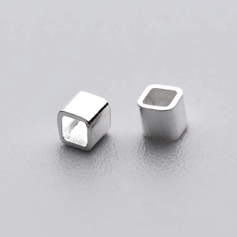 10pcs/lot Tiny Square Silver Spacer Beads 2mm 3mm Hand Made 925 Sterling Silver Beads For Bracelets Necklace DIY Jewelry Make