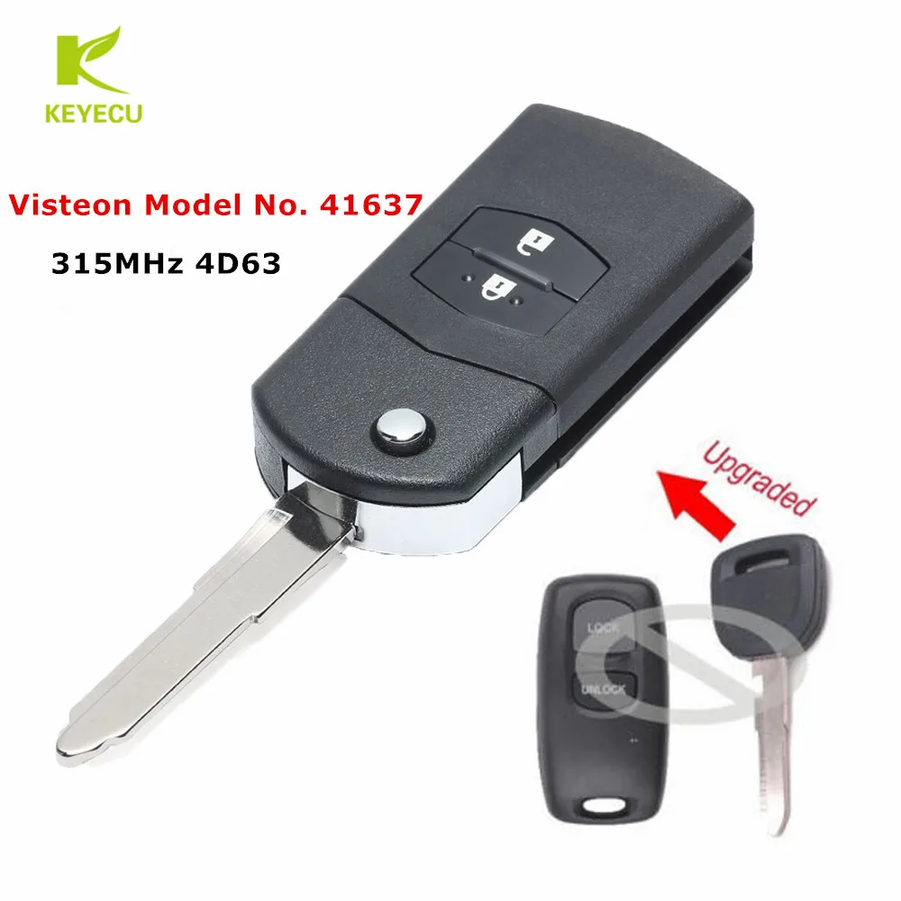 

Обновленная флип-карта KEYECU с двумя кнопками, 315 МГц, 4D63 для Mazda Visteon, Модель № 41528 или 41637
