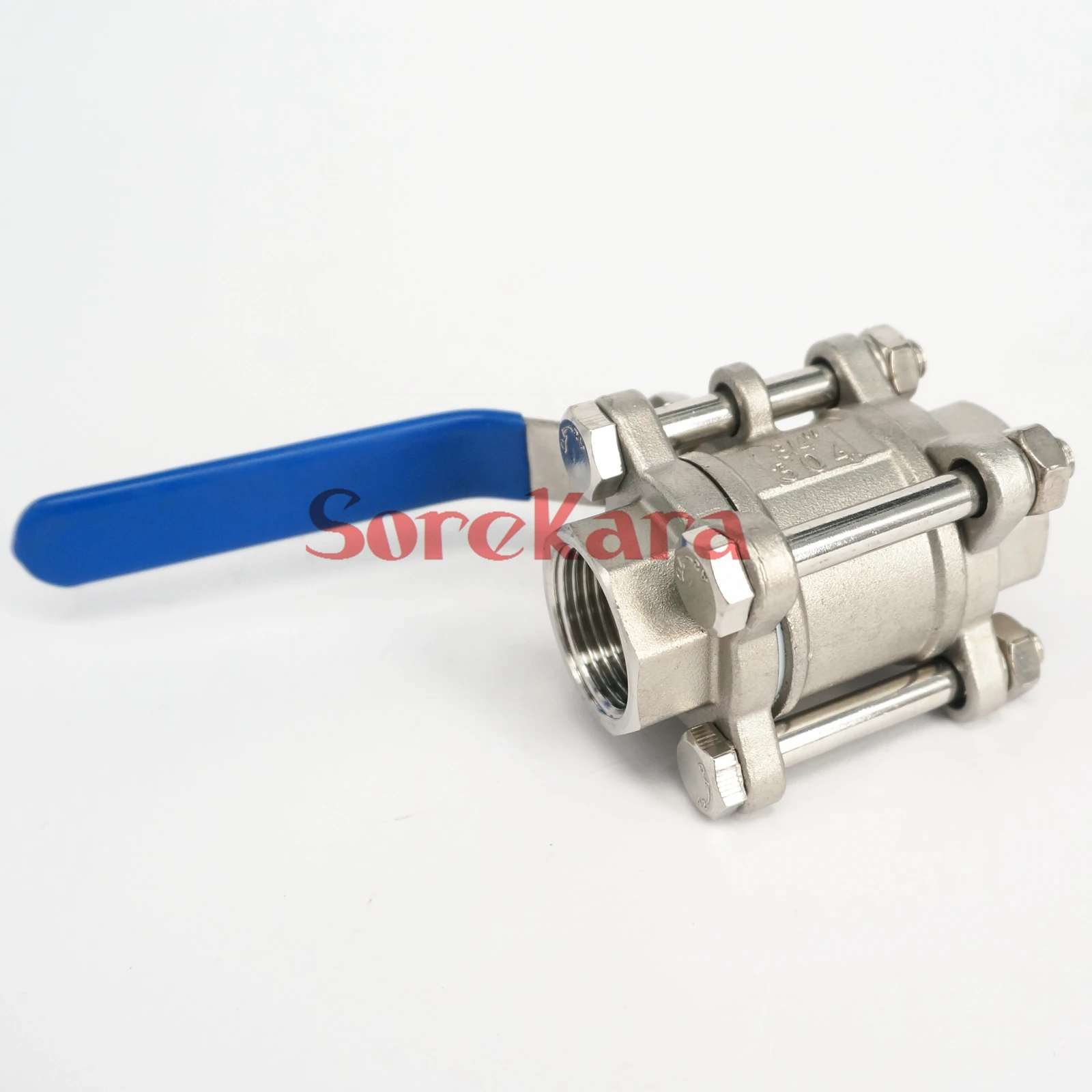 

DN15 1/2" BSP Female Thread 304 Stainless Steel 3-Piece Type Ball Valve oil water air 229 PSI