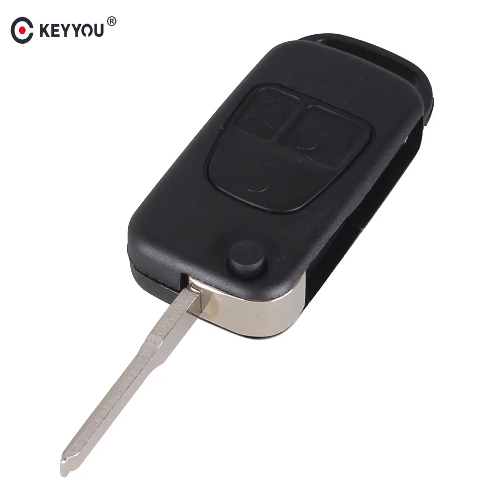 KEYYOU Flip składana obudowa pilota bez kluczyka z ostrzem HU64 do Mercedes Benz ML C CL S SL SEL 3 przycisk Switchblade Auto klucz pokrywy skrzynka