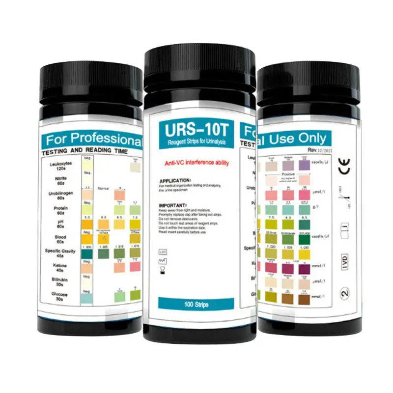 

100 Strips URS-10T Urinalysis Reagent Strips 10 Parameters Urine Test Strip Leukocytes, Nitrite, Urobilinogen, Protein, pH