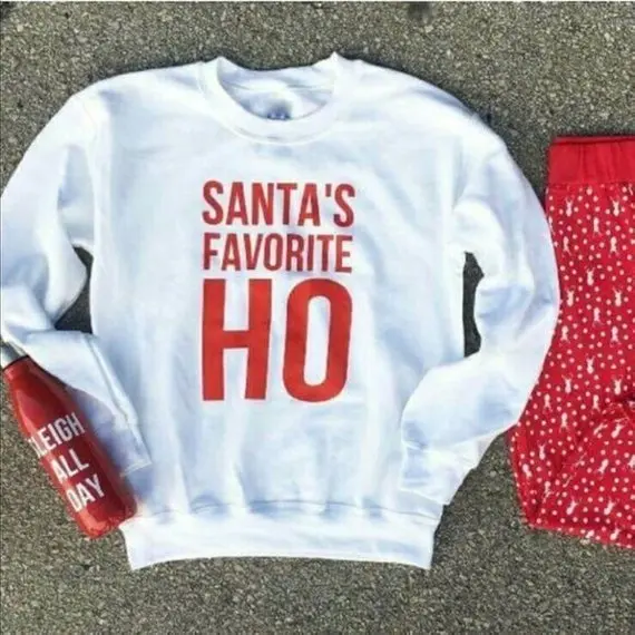 Sugarbaby Santa's Favorite Ho Unisex Christmas Sweatshirt Long Sleeve Fashion Tumblr  Jumper Satan Casual Tops Dropship