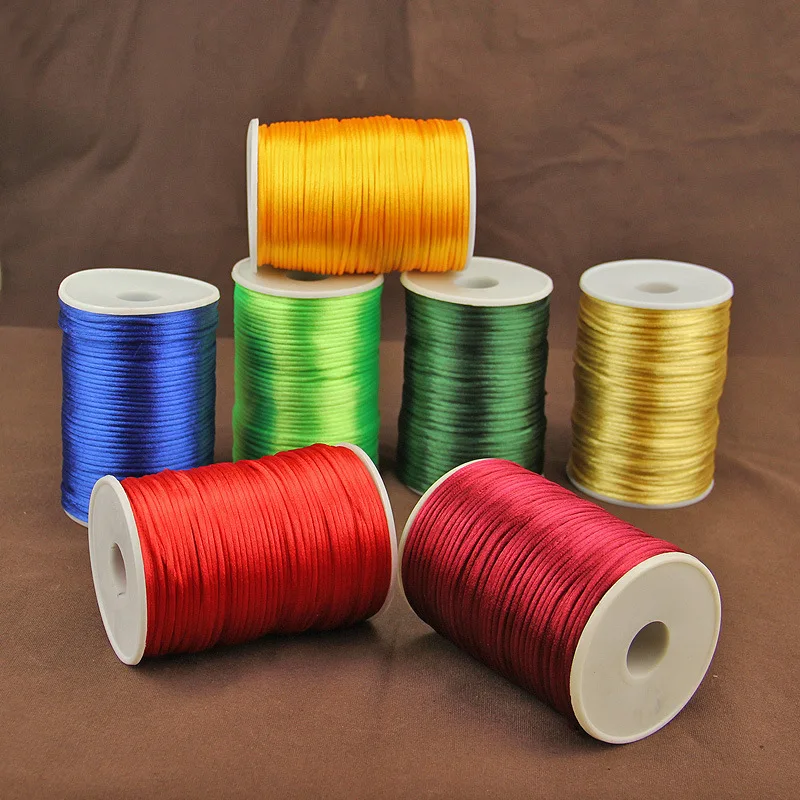 100M/Roll 2.5mm Mix Color Nylon Chinese Knotting Thread Cord for DIY Handicraft Silky Satin Macrame Cord Beading Braided String